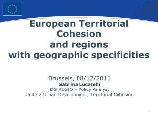 European Territorial Cohesion and regions with geographic specificities