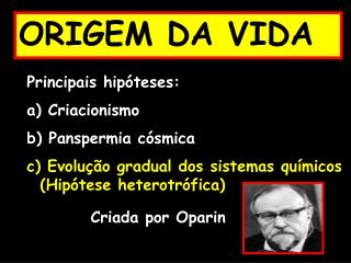 ORIGEM DA VIDA