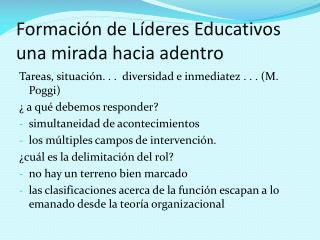 Formación de Líderes Educativos una mirada hacia adentro