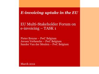 EU Multi-Stakeholder Forum on e-invoicing – TASK 1