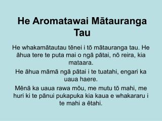 He Aromatawai Mātauranga Tau