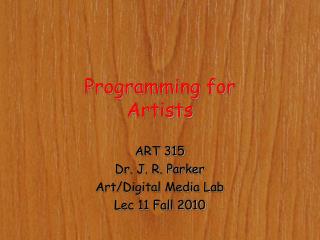 Programming for Artists