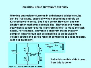 SOLUTION USING THEVENIN’S THEOREM