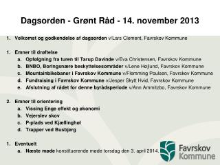 Dagsorden - Grønt Råd - 14. november 2013