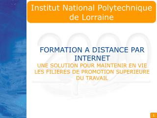 FORMATION A DISTANCE PAR INTERNET UNE SOLUTION POUR MAINTENIR EN VIE