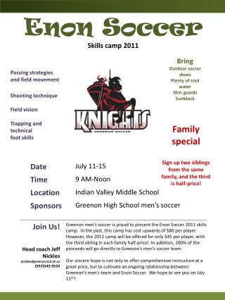 Enon Soccer Skills camp 2011