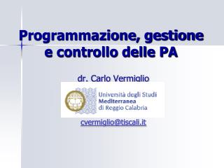 Programmazione, gestione e controllo delle PA