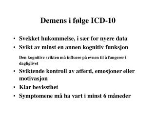 Demens i følge ICD-10