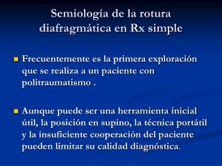 Semiología de la rotura diafragmática en Rx simple