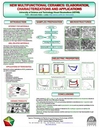 NEW MULTIFUNCTIONAL CERAMICS: ELABORATION, CHARACTERIZATIONS AND APPLICATIONS