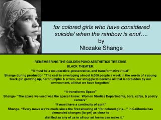 for colored girls who have considered suicide/ when the rainbow is enuf…. by Ntozake Shange