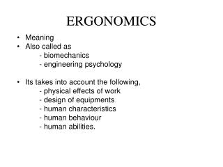 ERGONOMICS