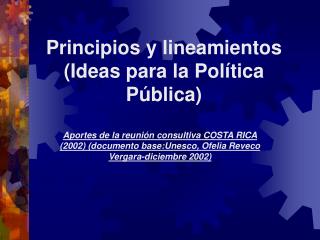 Principios y lineamientos (Ideas para la Política Pública)