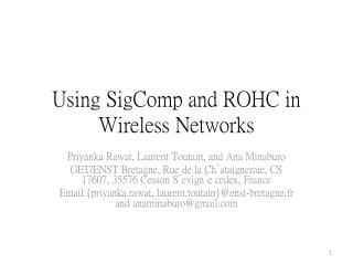 Using SigComp and ROHC in Wireless Networks