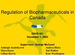 Regulation of Biopharmaceuticals in Canada