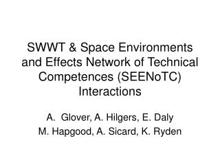 SWWT &amp; Space Environments and Effects Network of Technical Competences (SEENoTC) Interactions