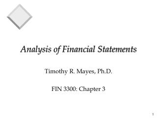 Analysis of Financial Statements