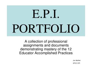 E.P.I. PORTFOLIO