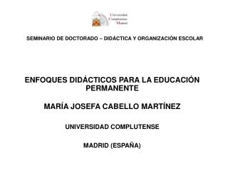 SEMINARIO DE DOCTORADO – DIDÁCTICA Y ORGANIZACIÓN ESCOLAR