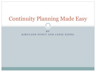 Continuity Planning Made Easy