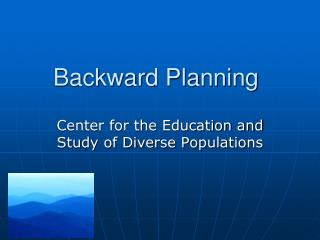 Backward Planning