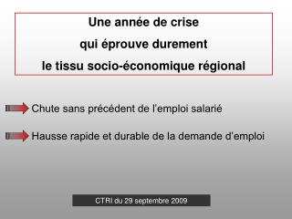 Une année de crise qui éprouve durement le tissu socio-économique régional