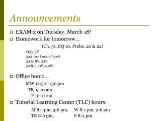 Announcements