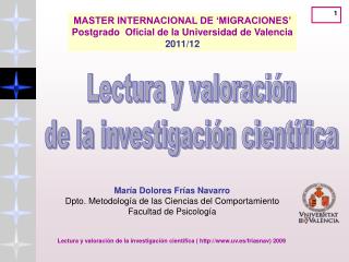 Lectura y valoración de la investigación científica