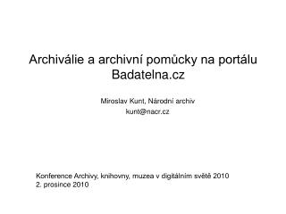 Archiválie a archivní pomůcky na portálu Badatelna.cz