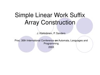 Simple Linear Work Suffix Array Construction