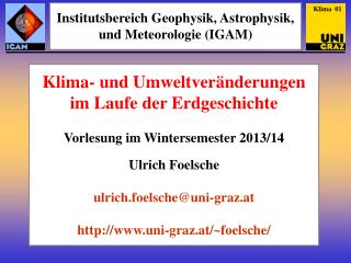 Institutsbereich Geophysik, Astrophysik, und Meteorologie (IGAM)