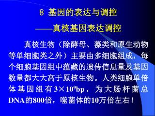 8 基因的表达与调控 —— 真核基因表达调控