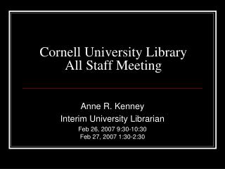 Cornell University Library All Staff Meeting