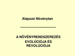 Alapozó Növénytan ────────────