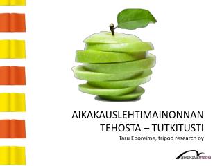 AIKAKAUSLEHTIMAINONNAN TEHOSTA – TUTKITUSTI Taru Eboreime, tripod research oy