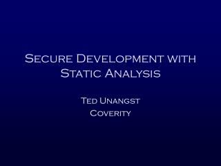 Secure Development with Static Analysis