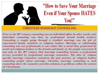 CHRISTIAN MARRIAGE COUNSELING