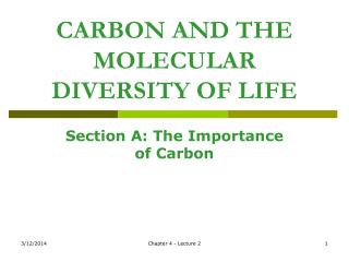 CARBON AND THE MOLECULAR DIVERSITY OF LIFE