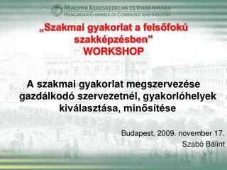 „Szakmai gyakorlat a felsőfokú szakképzésben” WORKSHOP