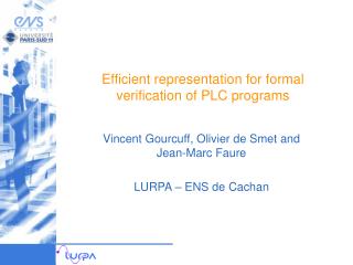 Efficient representation for formal verification of PLC programs