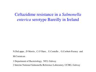 Ceftazidime resistance in a Salmonella enterica serotype Bareilly in Ireland