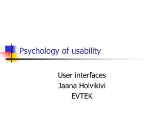 Psychology of usability