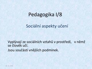 Pedagogika I/8