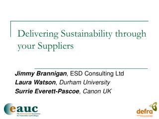 Delivering Sustainability through your Suppliers