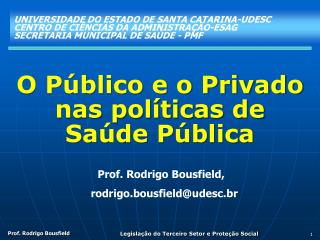 O Público e o Privado nas políticas de Saúde Pública