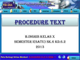 B.INGRIS KELAS X SEMESTER I(SATU) SK.6 KD.6.2 2013
