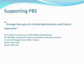 School Level Supports