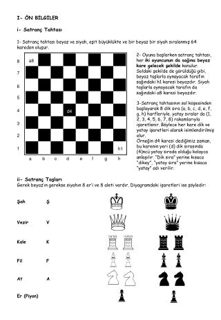 I- ÖN BİLGİLER i- Satranç Tahtası