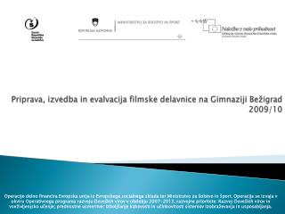 Priprava, izvedba in evalvacija filmske delavnice na Gimnaziji Bežigrad 2009/10