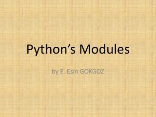 Python’s Modules